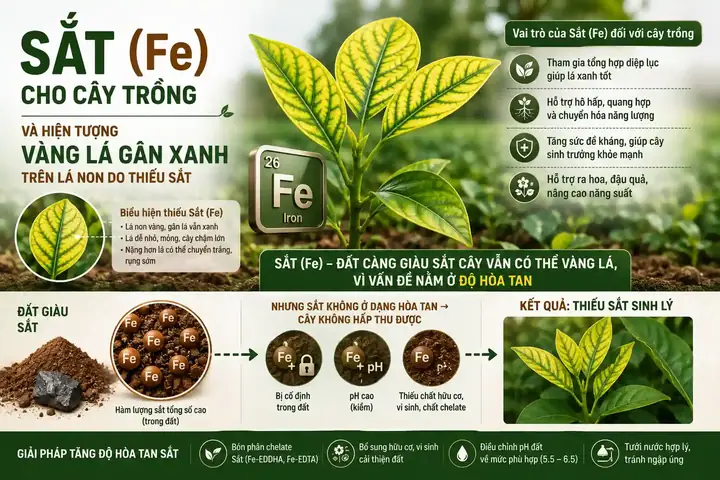 Cách Bổ Sung Sắt Cho Cây Trồng: Nhận Biết, Chọn Dạng Và Xử Lý Cây Vàng Lá Cách Bổ Sung Sắt Cho Cây Trồng: Nhận Biết, Chọn Dạng Và Xử Lý Cây Vàng Lá